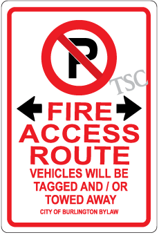Burlington-fire-route-sign