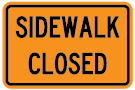Sidewalk Closed Tab Sign