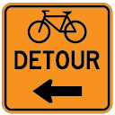 Bicycle Lane Detour Turn Off Left sign