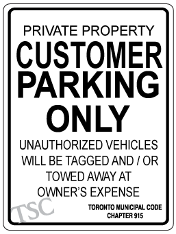 customer-parking-only-sign-with Toronto Municipal codes