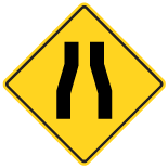 Wa-28 Roadway Narrows Sign