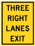 Wa-58R Three Right Lane Exits Sign