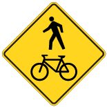 Wc-15 Pedestrian and Bicycle Crossing Ahead Sign